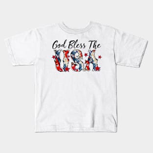 God Bless America 4th of July American Flag Men Women Kids T-Shirt